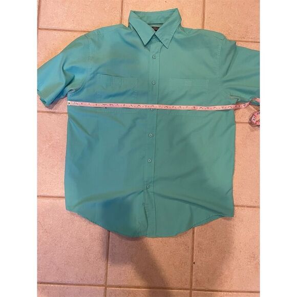 Roundtree & Yorke Men's Short Sleeve Green Button-Up Shirt Size L - Picture 1 of 7